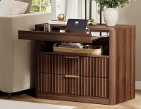Millwood Pines 27" Nightstand with Charging Station, 2 Drawers & Open Storage, Bedside Table with Pull-Out Tray, Modern Bedroom End Table $399