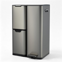 LumiParty 16 Gallon 3-Compartment Trash Can, Stainless Steel Trash and Recycling Bin with Lid, Removable Inner Buckets & Foot Pedals for Kitchen, Home & Office New In Box $199