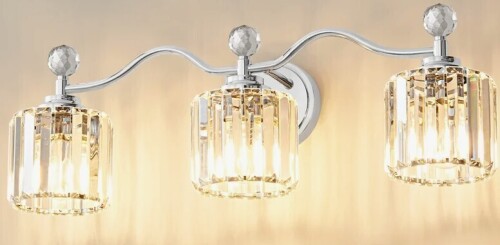 Mercer41 3-Light Emilion Dimmable Bathroom Vanity Light With Crystal Shade New In Box $299