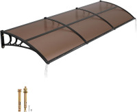 VEVOR Awnings for Door Entrance, 38" x 117" Window Door Awning Canopy Exterior with Drainage & ABS Bracket, Polycarbonate Cover Patio Door Awnings for Sun, UV, Rain, Snow Protection (Brown) New In Box $399