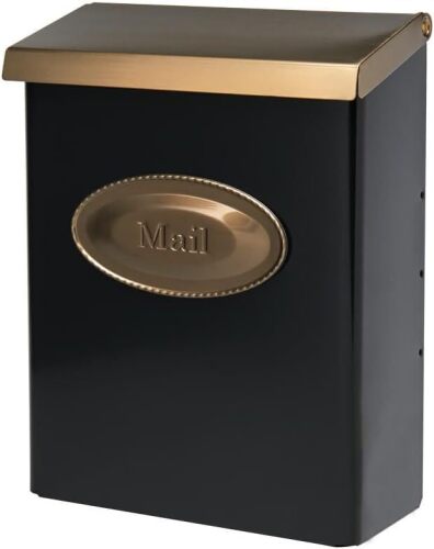 Architectural Mailboxes Designer Locking Wall Mount Mailbox, Black, Medium New In Box $89
