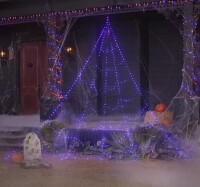 Home Accents Holiday 12 ft. Giant-Sized LED Spider Web / Home Accents Holiday 30-Watt Multi-Colored LED Floodlight New Open Box Assorted $79