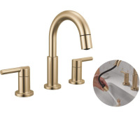 Delta Nicoli Brushed Gold Bathroom Faucet with Sprayer, 8 Inch Widespread Bathroom Sink Faucet with Pull Out Sprayer, Push-Pop Drain, Champagne Bronze New In Box $399