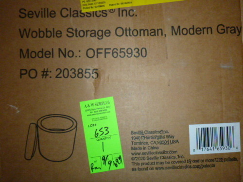 Seville Classics Cushioned Fabric Ottoman Hidden Storage Chest Footrest Chair, Padded Seat for Bedroom, Dorm, Loft, Living Room, Entryway, Hallway, Modern Gray, 15.6" Wobble New In Box $299
