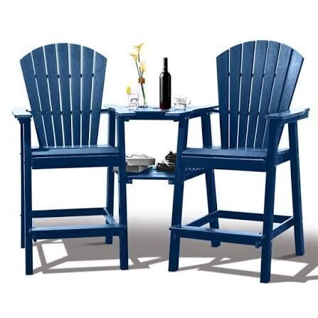 Rosecliff Heights Maybeck 2-Piece Outdoor Adirondack Chair With Table in Blue New in Box $599