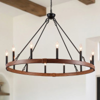 Gracie Oaks Jashlyn 12 - Light Dimmable Wagon Wheel Chandelier $699