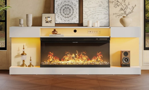 Brayden Studio&reg; 70" Modern TV Stand for 80" TVs, LED TV Console & Entertainment Center with Storage, Insert Sold Separately New In Box $499