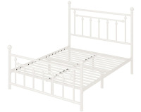 Allewie 14'' Queen Size White Metal Platform Bed Frame with Vintage 50'' Tall Victorian Headboard/Footboard/Mattress Foundation/Under Bed Storage/No Box Spring Needed/Easy Assembly/Noise Free, New in Box $399