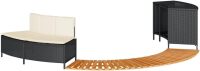 vidaXL Hot Tub Surround Black Poly Rattan and Solid Wood Acacia Made from weather-resistant materials, Great for hot tubs and spas, Comes with an integrated storage rack, New in Box $599