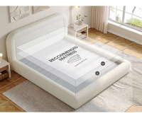 Latitude Run Upholstered Cloud Bed Frame with Anti-Collision Soft Rounded Corners, Sponge-Filled Boucle Bed Frame, Queen Size $599