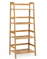 Gymax 4-Tier Bamboo Ladder Shelf Multipurpose Plant Display Stand Storage Bookshelf $199
