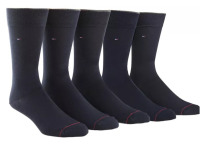 Tommy Hilfiger Men's Dress Crew Socks Navy Blue with Flag Logo, 5-Pair New with Tags
