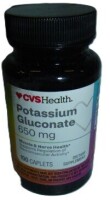 CVS Health Potassium Gluconate 650 mg, 100 Caplets New Best by 9/2027