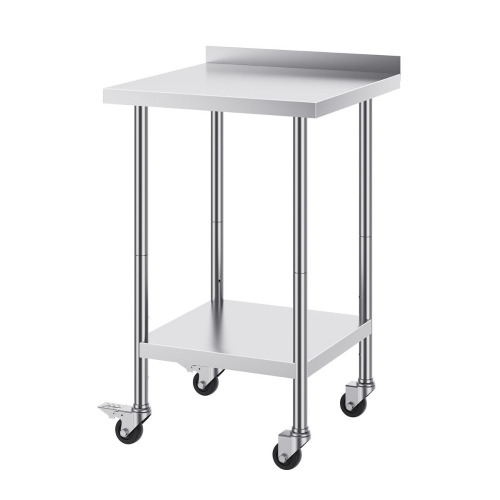 Ebern Designs 40" H x 24" W x 24" D Stainless Steel Prep Table with Backsplash, Adjustable Shelves New In Box $299