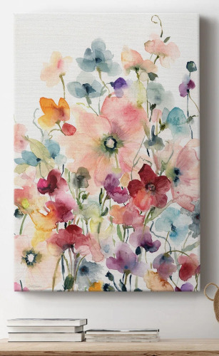 Red Barrel Studio&reg; "Poppies And Sweetpeas" Canvas, 24" x 36" New In Box $199
