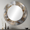 Wrought Studio&trade; 29" Round Gulshen Grey Gold Captivating Liquid Ink - Marble Unique Wall Mirror Decor, Modern Large Round Mirror, Printed Metal Art New In Box $299
