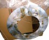 Wrought Studio&trade; 29" Round Gulshen Grey Gold Captivating Liquid Ink - Marble Unique Wall Mirror Decor, Modern Large Round Mirror, Printed Metal Art New In Box $299 - 2