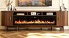 COziBB 97" Fireplace TV Stand with 60" Electric Fireplace, TV Console with Sliding Doors & Adjustable Shelves, Walnut (Insert Sold Separately) New In Box $899