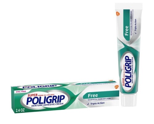 Super Poligrip Free, Zinc Free, Additive Free Denture Adhesive Cream, 2.4 oz New In Box