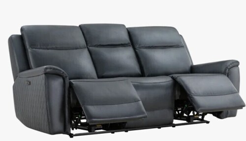 Ebern Designs 88.6'' Genuine Leather Zero Gravity Power Recliner Sofa with USB Port inDark Gray New in Box Factory Sealed $2999