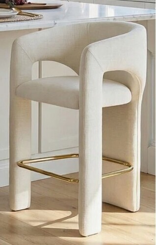 Everly Quinn 24.5" Modern Upholstered Counter Height Bar Stools With Barrel Back & Footrest in Beige New in Box $399
