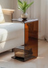 Ivy Bronx 25.4" Acrylic Coffee Table &ndash; Modern Waterfall Design Side Table, Thick End Table For Living Rooms And Bedrooms, Brown New Shelf Pull $299
