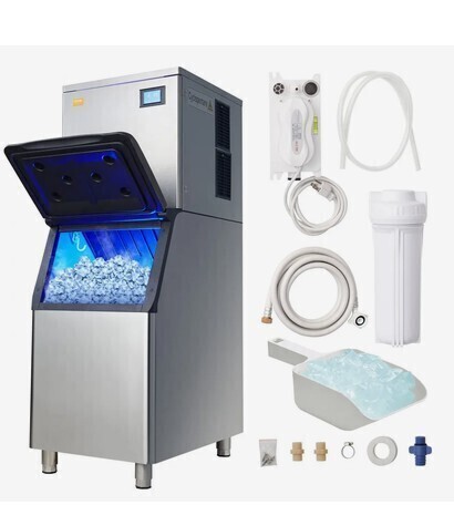 VEVOR Commercial Ice Maker, 450LBS/24H Ice Making Machine with 330.7LBS Large Storage Bin, 1000W Auto Self-Cleaning Ice Maker Machine with 3.5-inch LED Panel for Bar Cafe Restaurant Business (2 Boxes) New Shelf Pull $1899