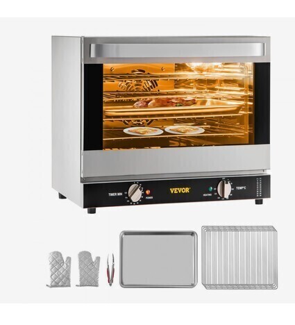 VEVOR Commercial Convection Oven, 66L/60Qt, Half-Size Conventional Oven Countertop, 1800W 4-Tier Toaster w/Front Glass Door, Electric Baking Oven with Tray & Wire Racks (120V, 5-15P Plug & Outlet) New in Box $799