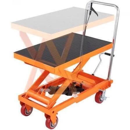 VEVOR Hydraulic Lift Table Cart, 1100lbs Capacity 35.4" Lifting Height, Manual Single Scissor Lift Table with 4 Wheels and Non-slip Pad, Hydraulic Scissor Cart for Material Handling and Transportation New Shelf Pull $499