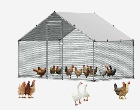 VEVOR Metal Chicken Coop, 9.8x6.5x6.5ft Large Walk-in Chicken Runs with Cover, Spire Roof Hen House Enclosure with Security Lock, Outdoor Duck Rabbit Cage Poultry Pen for Backyard, Farm, Yard New in box $299