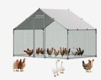 VEVOR Metal Chicken Coop, 9.8x6.5x6.5ft Large Walk-in Chicken Runs with Cover, Spire Roof Hen House Enclosure with Security Lock, Outdoor Duck Rabbit Cage Poultry Pen for Backyard, Farm, Yard New in box $299