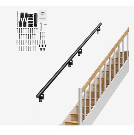 VEVOR Handrail Stair Railing, 12 ft, Wall Mount Handrails for Indoor Stairs, Thickened Aluminum Alloy Hand Rail with Installation Kit, 440 LBS Load Capacity Stairway Railing for Outdoor Stairs New in box $299