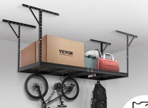 Vevor 36 in. W x 96 in. Overhead Adjustable Garage Storage Rack 600 lbs. Adjustable Height Ceiling Mount Garage Rack, Black New in Box $299