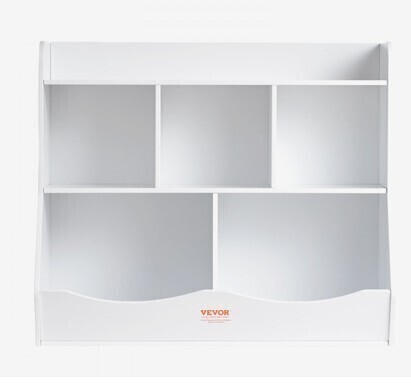 VEVOR Wood Kid Storage Cubby, Toy Storage Organizer with Bookshelf, 5-Cubby Wood Toy Storage Cabinet, Children Book Toy Shelf for Kids Room, Playroom, Kindergarten, Nursery, White New Open Box $299