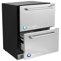 VEVOR 24" Undercounter Refrigerator, 2 Drawer Wine Refrigerator with Different Temperature, 4.87 Cu.ft. Capacity, Waterproof Indoor and Outdoor Under Counter Drawer Fridge for Home and Commercial Use, New in Box $1,299