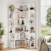 Ebern Designs 73.9" H Corner Bookcase 6 Tier L-Shaped Bookshelf, White, New in Box $399