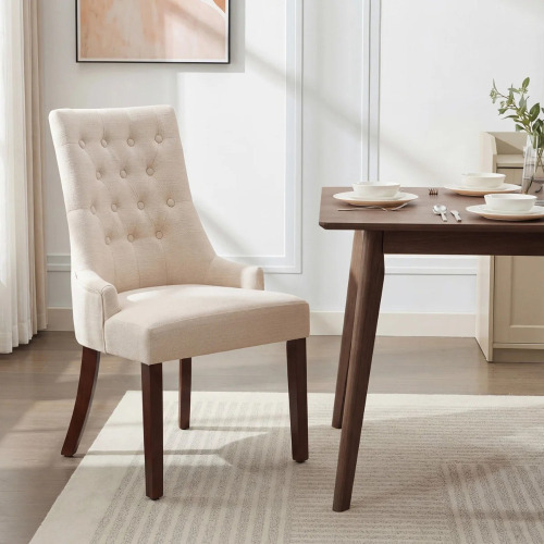 Red Barrel Studio Aalbert Tufted Wingback Upholstered Side Chair, Beige, New in Box $599