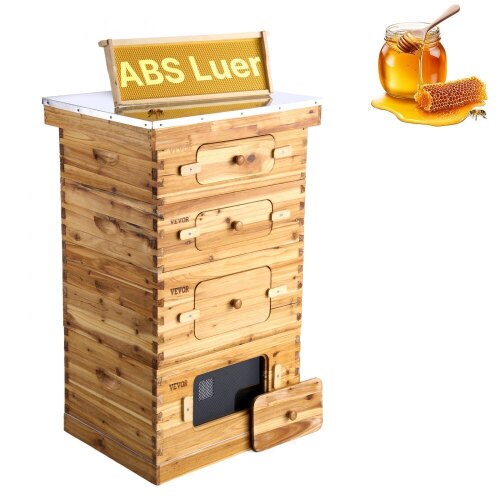 VEVOR Bee Hive 40 Frame Bee Hives Starter Kit, Beeswax Coated Fir Wood, 2 Deep + 2 Medium Bee Boxes Langstroth Beehive Kit, Transparent Acrylic Windows with Foundations for Beginners Pro Beekeepers, New in Box $299