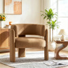Wrought Studio 33" Wide Upholstered Modern 3-Legs Barrel Accent Chair, Khaki, New in Box $499