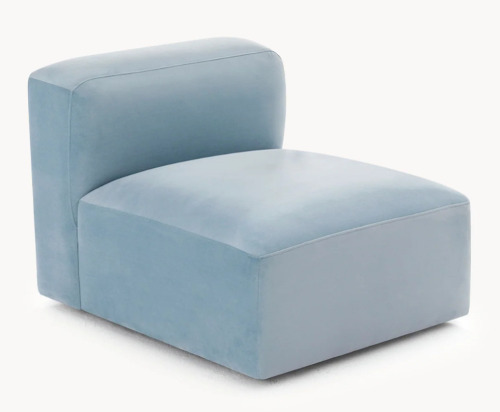 PopMaison Philo Performance Velvet Low Profile Modular Armless Chair, Sky Blue, New in Box $499