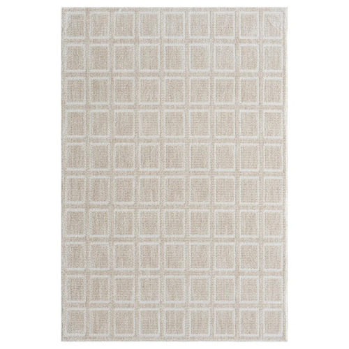 Luxe Weavers Modern Geometric Grid 6' x 9' Area Rug, Beige, New $399