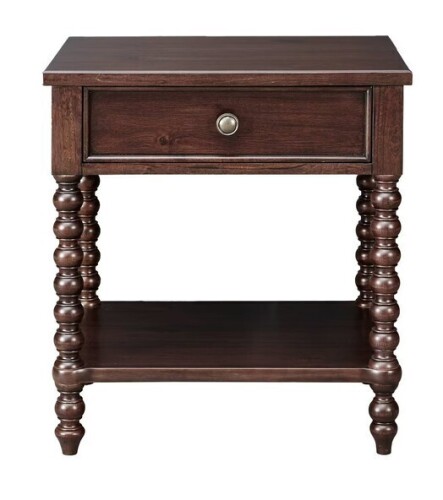 Madison Park Beckett Nightstand Morocco Brown: Bedside Table with Drawer, Modern Rubberwood Veneer New In Box $299
