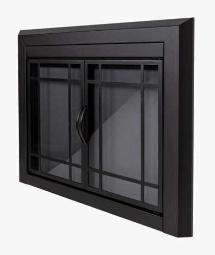 Winston Porter Ghalib Cabinet Steel Fireplace Door, 28" H x 37.5" W x 1.81" D New In Box $599