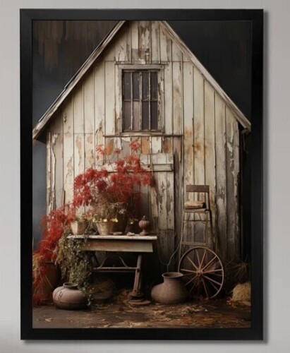 August Grove&reg; Asriel Barns Rustic Charm X - Barns Framed Canvas Print Wall Art, 24" x 36" New In Box $199
