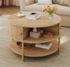 George Oliver 23.6" Round Coffee Table With Storage Shelves & Cabinet New In Box $299