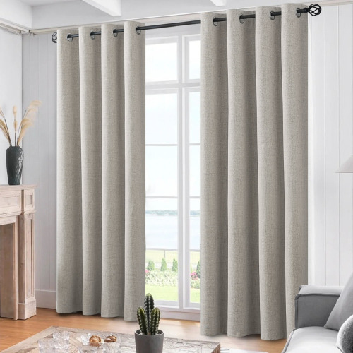 Latitude Run&reg; 100% Blackout Linen Curtains,Room Darkening Grommet Drapes for Bedroom with White Liner (Pair) 52" x 96" $89