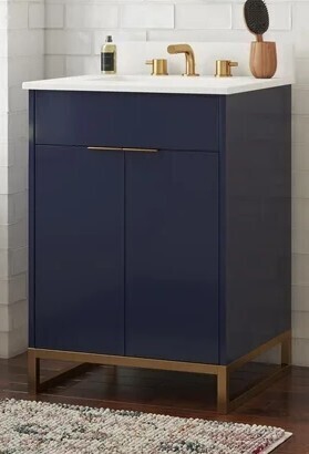 CosmoLiving by Cosmopolitan Leona 24 inch Bathroom Vanity Cabinet with Top in Navy and Gold New in Box $599