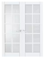 TENONER 48 in. x 80 in. 10 Lite Frosted Glass Universal White Primed Double French Door w/ Quick Assemble Jamb, Handle New in Box $799