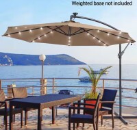 Joyesery 10 ft. Offset LED Patio Umbrella Outdoor Hanging Umbrella, 50 Plus UV Protection Cantilever Outside Umbrellas in Taupe New in Box $399