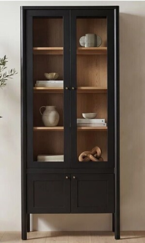 Ebern Designs Aislinn Hannah Tall Cabinet in Black, 35"W x 17"D x 86.5"H New $2699